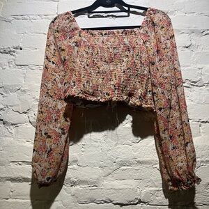 1. State Floral Smocked Blouse in Multicolor